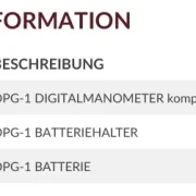 DIGITALMANOMETER DPG-1 Bestellinformation